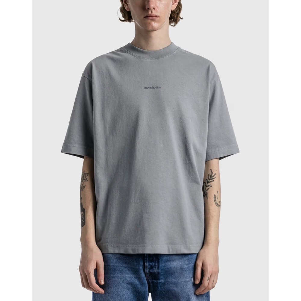 Acne Studios Oversized Cotton Logo T-Shirt | Light Blue Grey | Mens Large